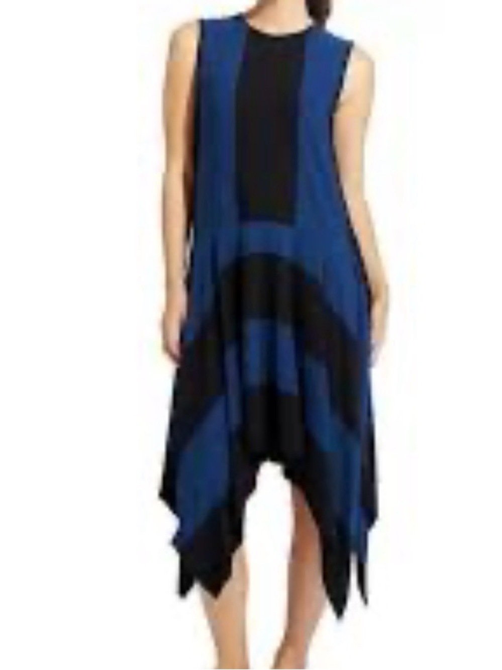 Derek Lam 10C X Athleta Stripe Fluid Midi Dress in Blue and Black | S